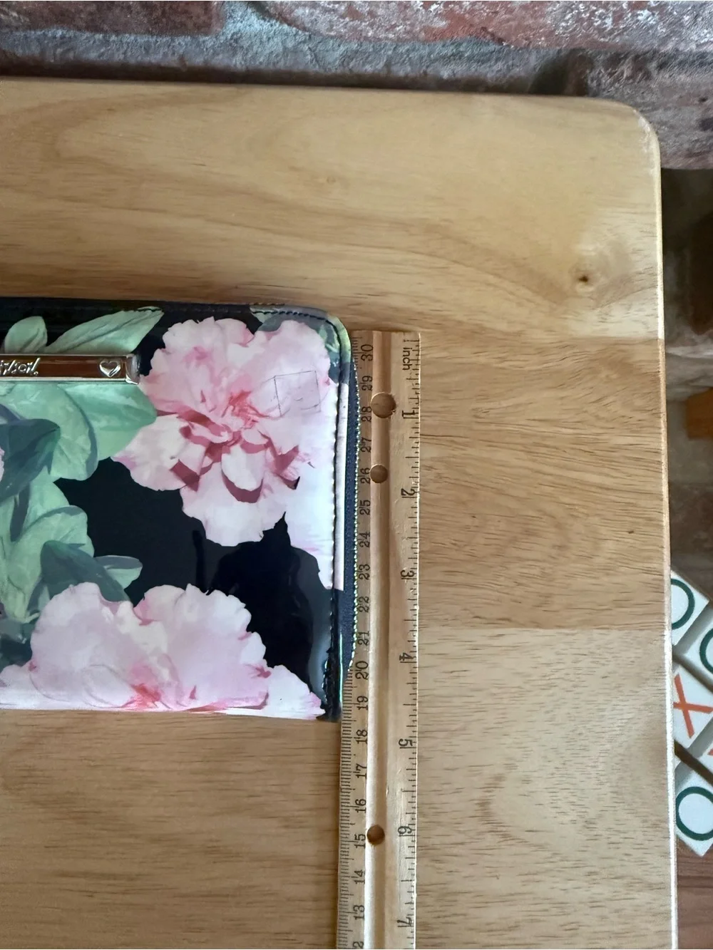 Betsey Johnson Black Wallet with Pink Floral Print